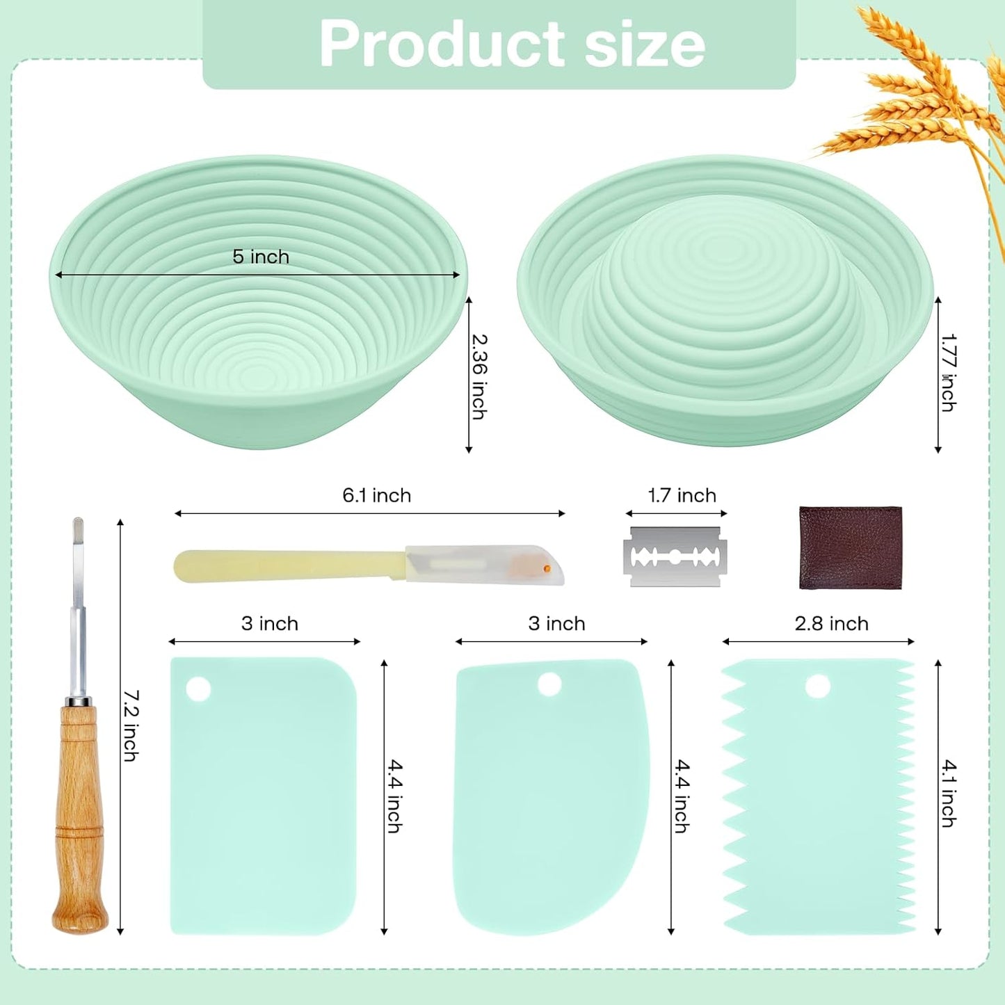 Silicone Banneton, Sourdough Bread Baskets (Set of 6, 5 Inch), Round Proofing Bread Bowls with Starter Kit, Bread Making Baking Supplies - Culinary Roots