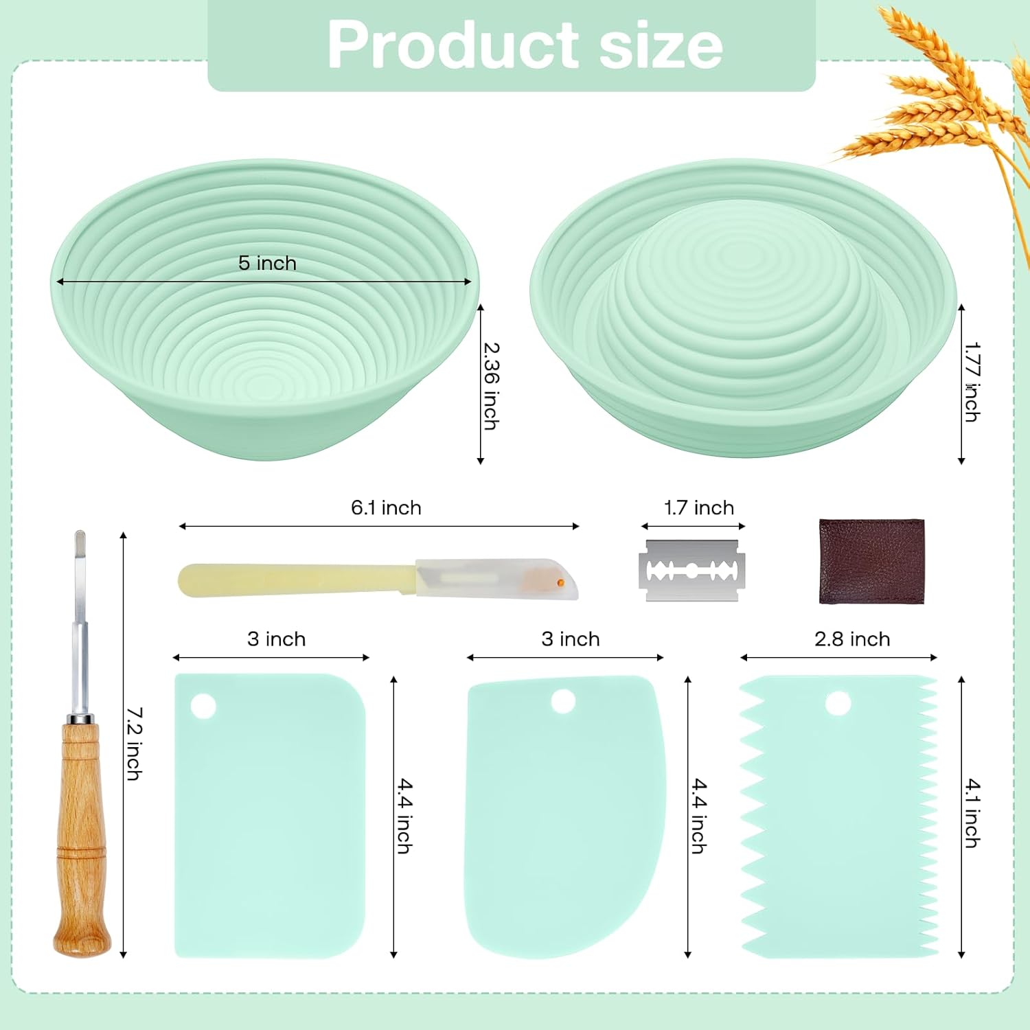 Silicone Banneton, Sourdough Bread Baskets (Set of 6, 5 Inch), Round Proofing Bread Bowls with Starter Kit, Bread Making Baking Supplies - Culinary Roots