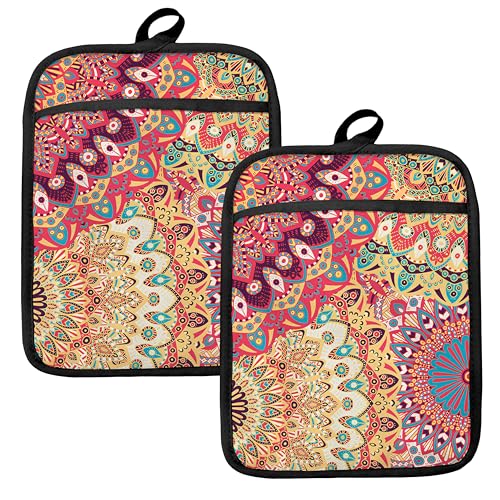 Colorful Abstract Mandala Floral Pot Holders for Kitchen