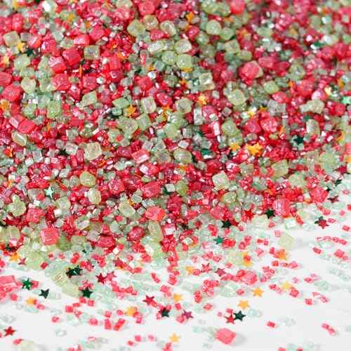 Christmas Red Sanding Sugar Edible Gold Glitter Stars Mix Sugar Sprinkles for Cake Decorating Sparkling Sanding Sugar for Cupcake Toppers Cookie Decorations Wedding Party Celebrations 3.5oz (3.5 Ounce)