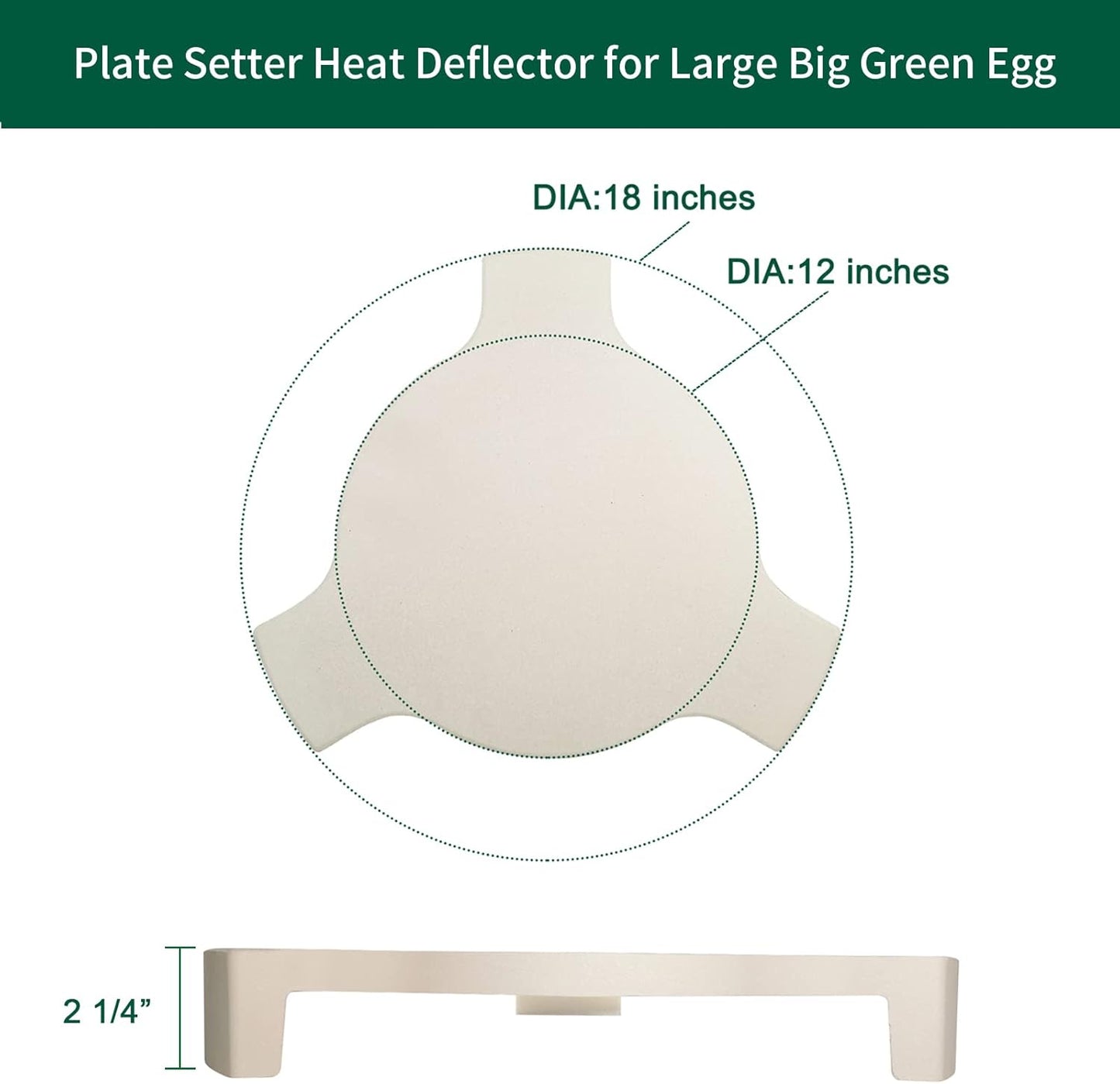 Plate Setter Heat Deflector for Large Big Green Egg, Ceramic Pizza Stone Smoking Stone Big Green Egg ConvEGGtor Accessories, Heat Plate Replacement for Any 18" Kamado Grill(L) - Culinary Roots