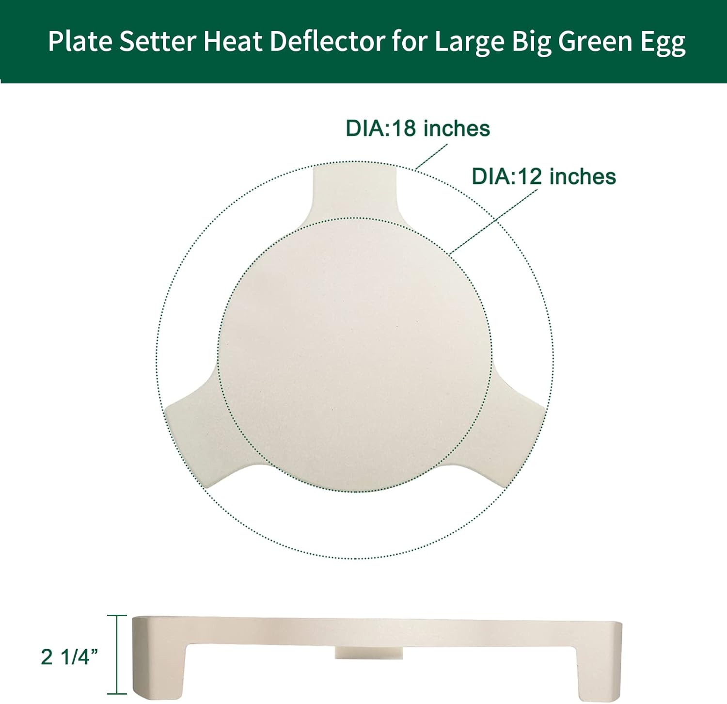 Plate Setter Heat Deflector for Large Big Green Egg, Ceramic Pizza Stone Smoking Stone Big Green Egg ConvEGGtor Accessories, Heat Plate Replacement for Any 18" Kamado Grill(L) - Culinary Roots