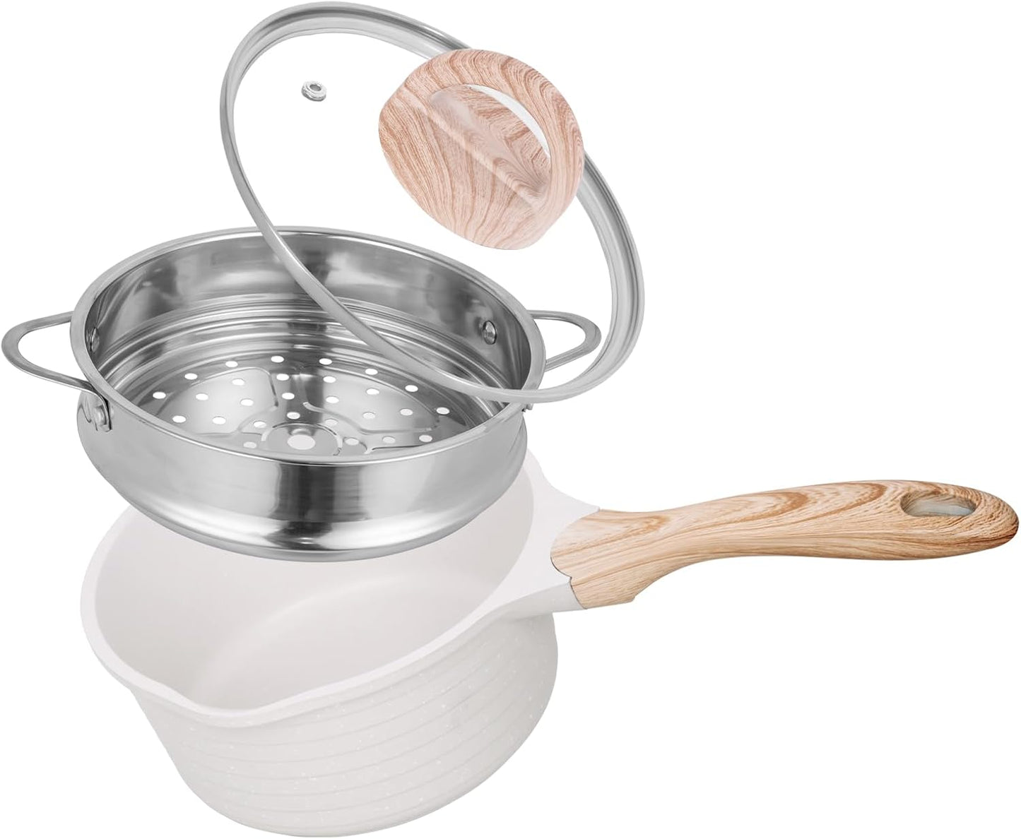 JEETEE 2.5 Quart Saucepan with Steamer Basket, Small Sauce Pot with Lid，Nonstick Coating with Pour Spout, Induction Compatible Cookware Sauce Pan for Cooking, PFOA/PFOS Free - Culinary Roots