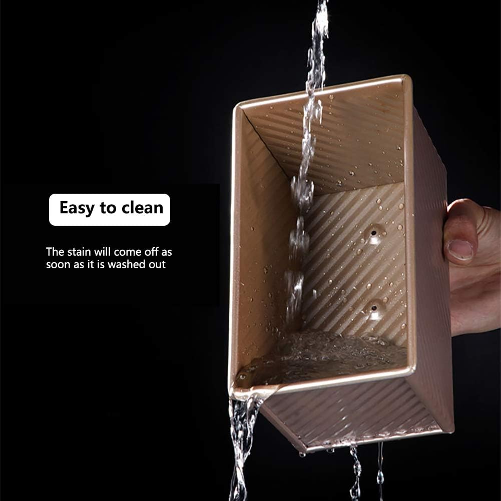 Pullman Loaf Pan with Lid, Non-Stick Bakeware Golden Corrugated Carbon Steel Bread Toast Box Mold with Cover for Baking Bread, 1 lb Dough Capacity - Culinary Roots