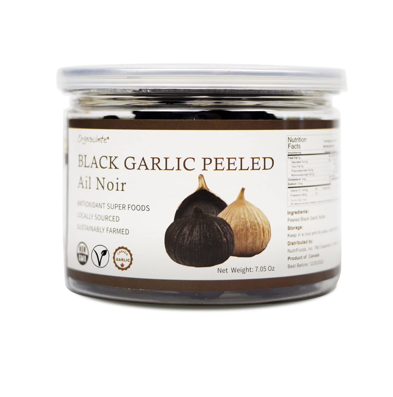 Orgnisulmte Peeled Black Garlic Cloves Fermented for 90 Days,Ready to Eat Non-GMO 7.05 Oz - Culinary Roots