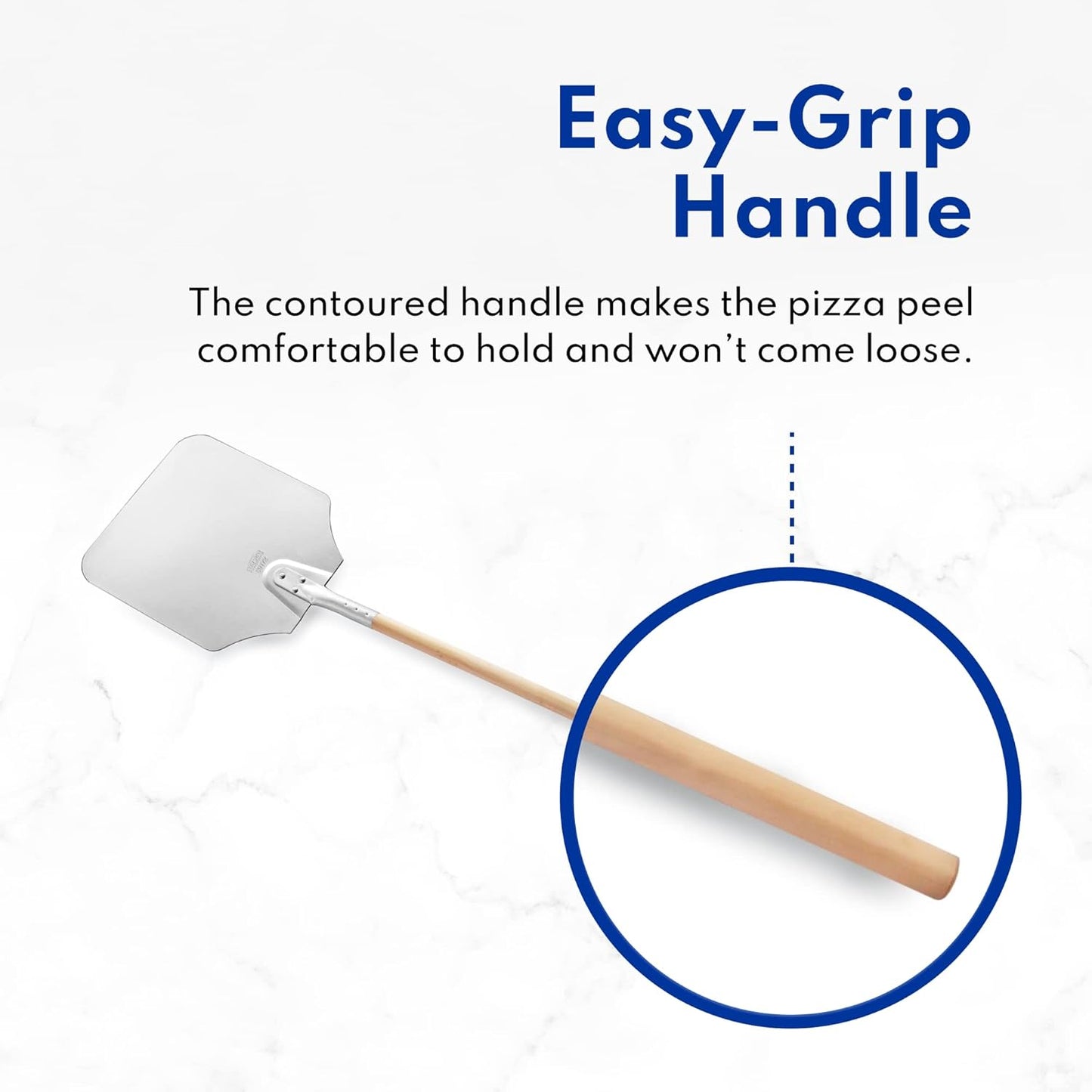 New Star Foodservice 50219 Aluminum Pizza Peel, Wooden Handle, 9 x 11 inch Blade, 26 inch overall - Culinary Roots