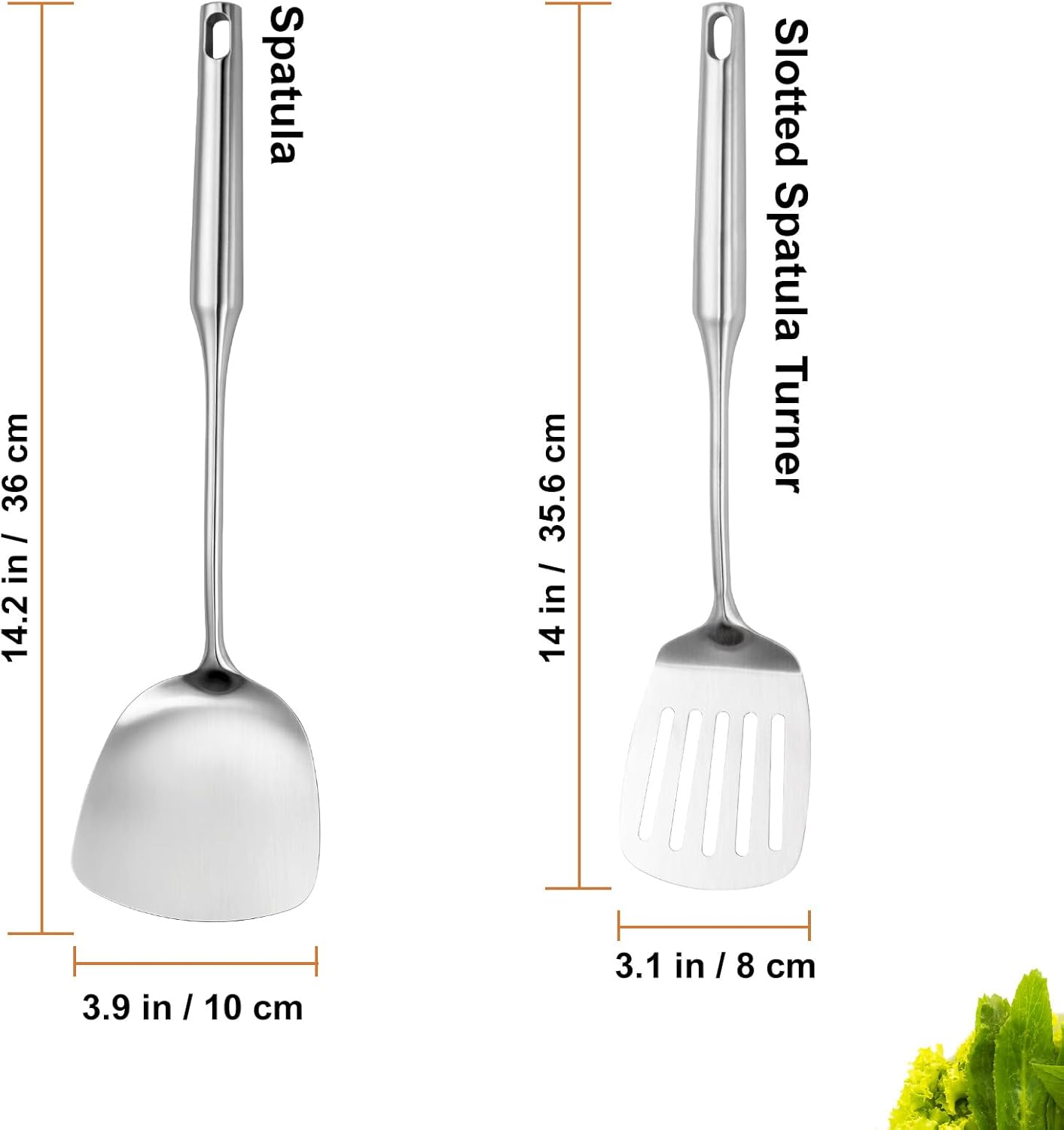 304 Stainlss Steel Kitchen Utensils Set, 2 Pcs Long Metal Utensils Set with spatula, slotted spatula turner (Dishwasher Safe) - Culinary Roots