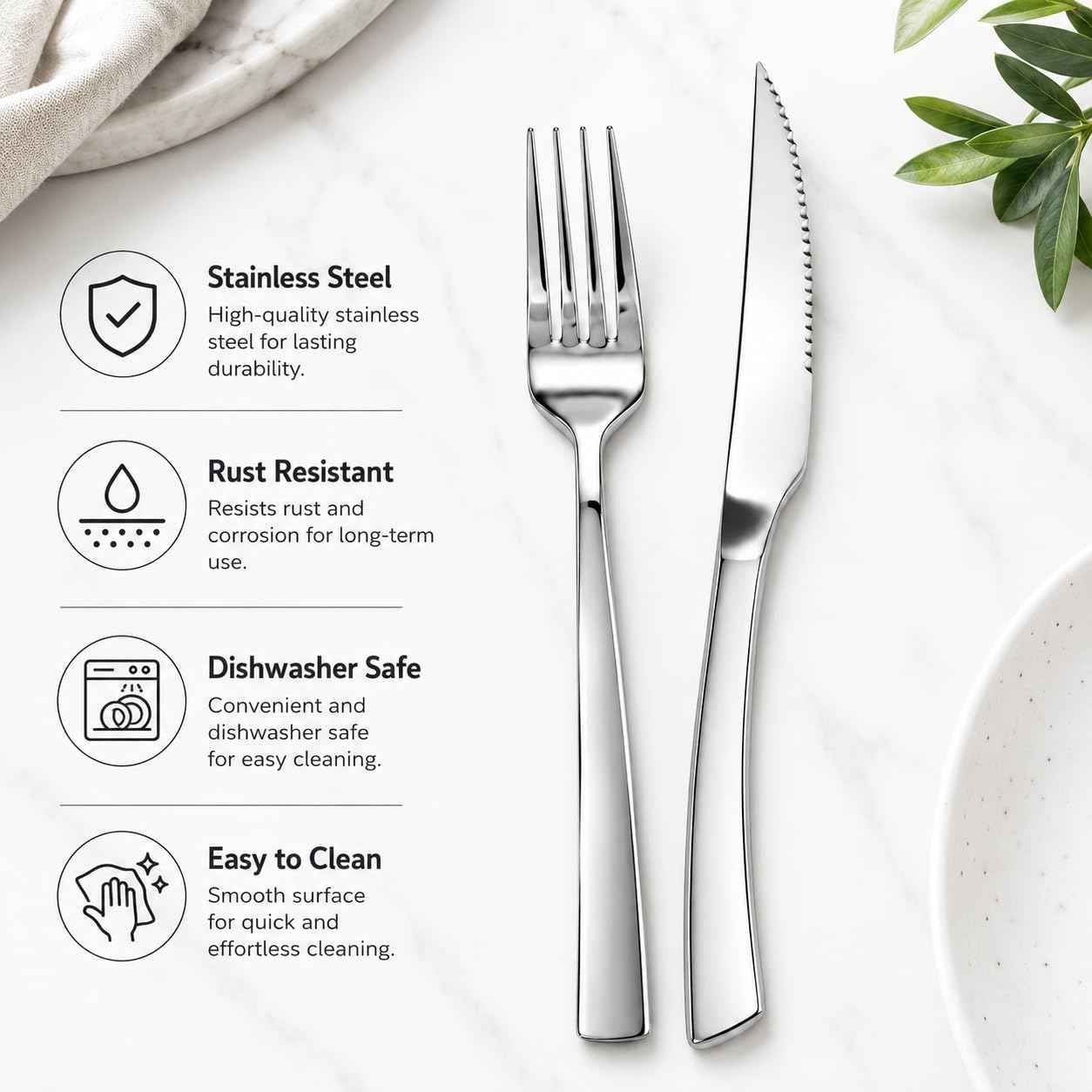20 Piece Steak Knife and Fork Set for 10