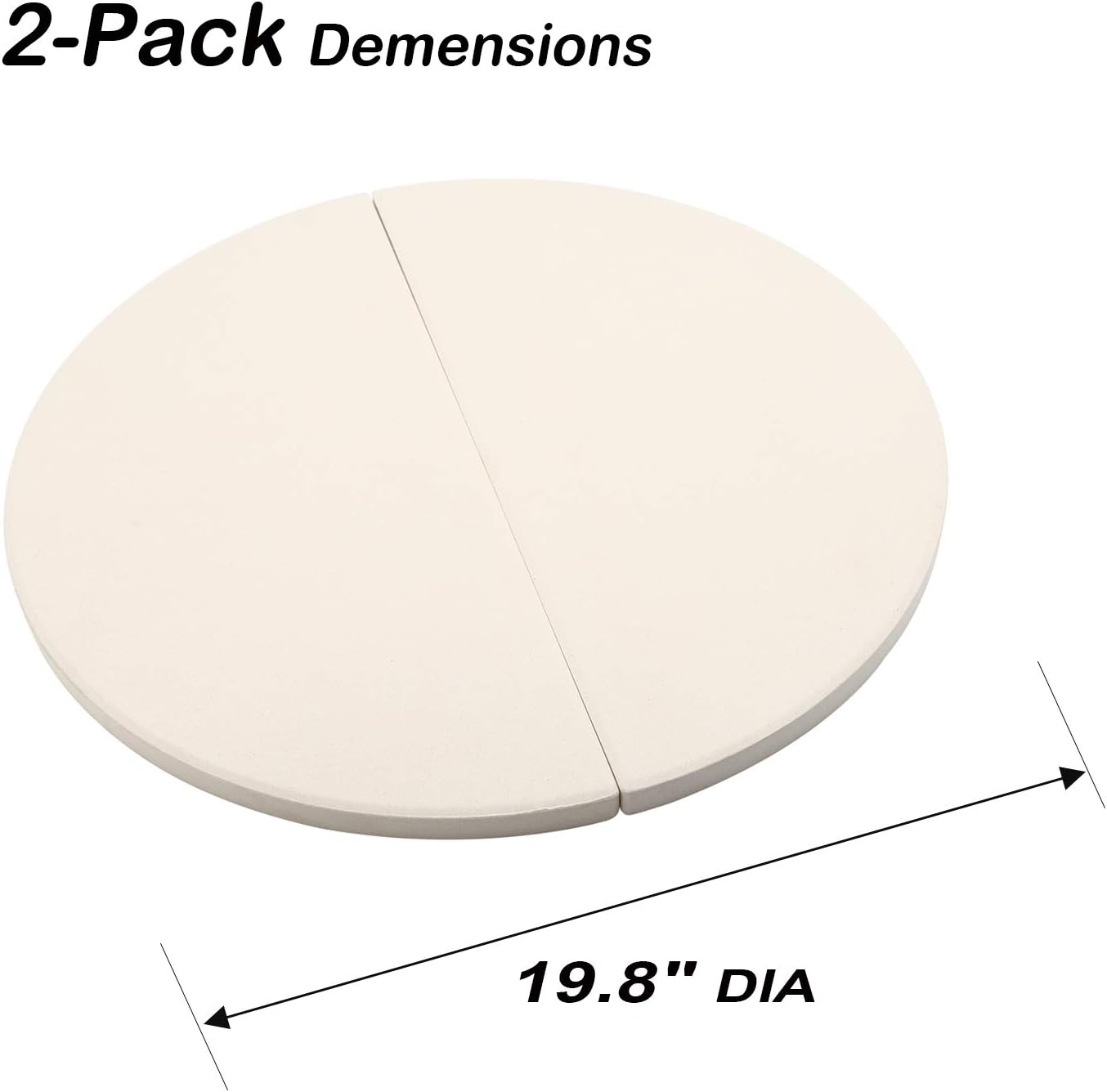BBQ Future 19.8 Inch Half-Moon Ceramic Heat Deflector Plates for Kamado Joe Big Joe I, II & III, 2-Pack, White - Culinary Roots