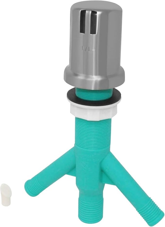 Dual Air Gap with Satin Nickel Brass Cap for Double Drawer or Two Separate Dishwashers with Skirted Cap and Extra Long Thread for Thick or Thin Countertops (AG200-704, AG200-X04, AMERIGAP)