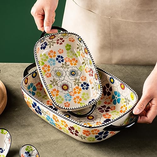 Retro pastoral style Ceramic Baking Dish Rectangular Bakeware Set Baking Pan