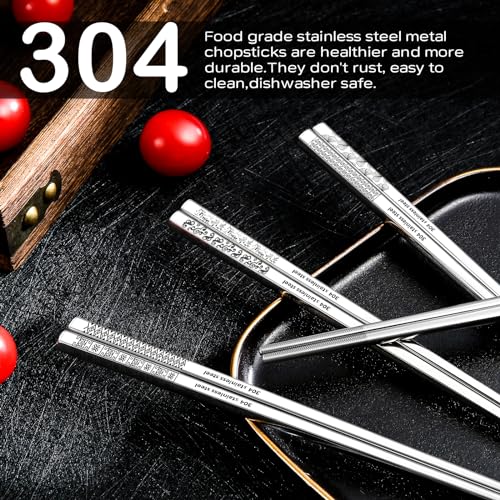 8 Pairs Metal Chopsticks Reusable 18 (8 Count)
