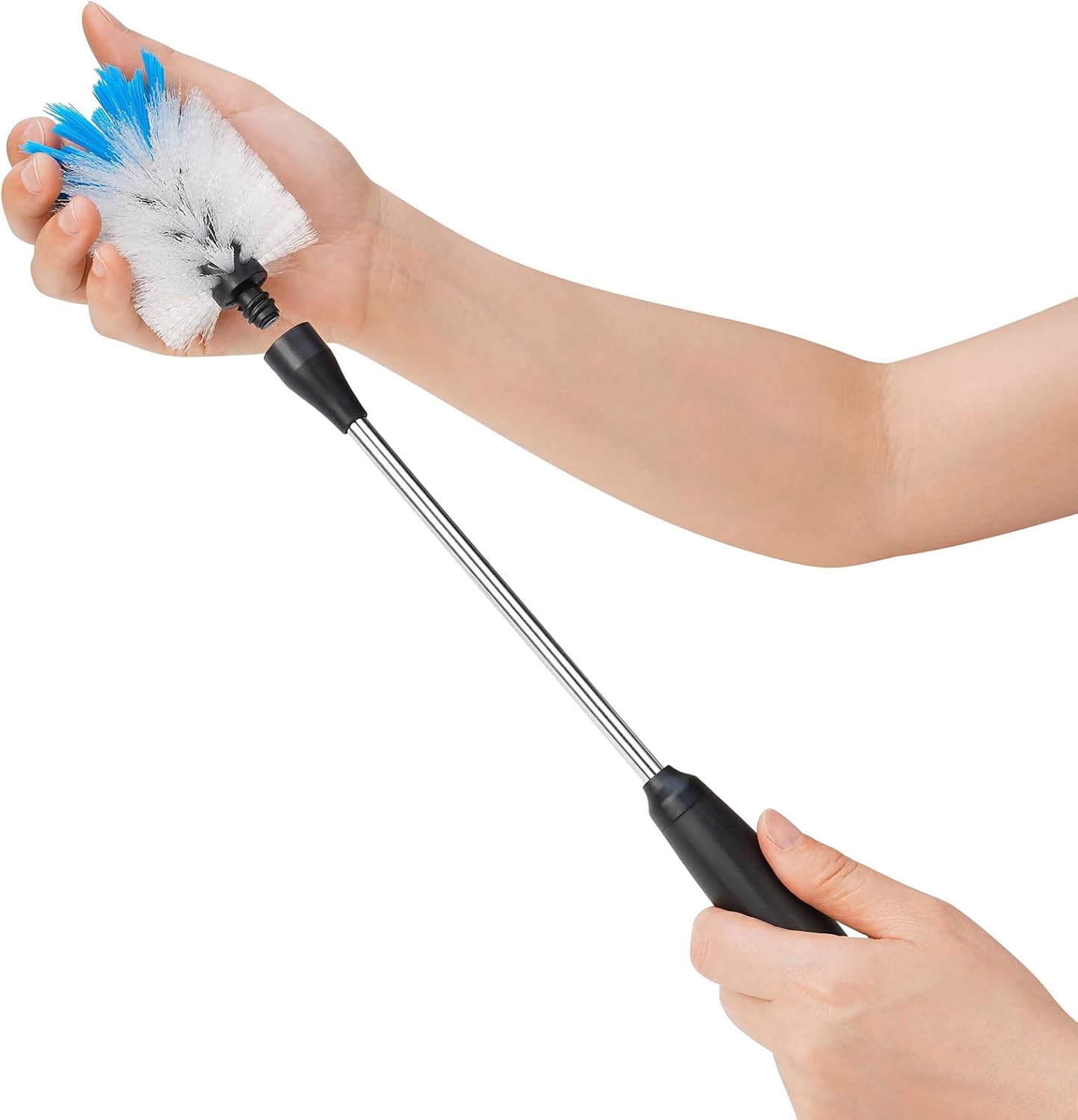 Stainless Steel Bottle Brush with Replaceable Head, 2 Pack Long Handle Scrubbing Brush for Water Bottles, Glasswares, Mugs, Flasks, Tumblers, Vases, and Kitchen Sink, 13 in