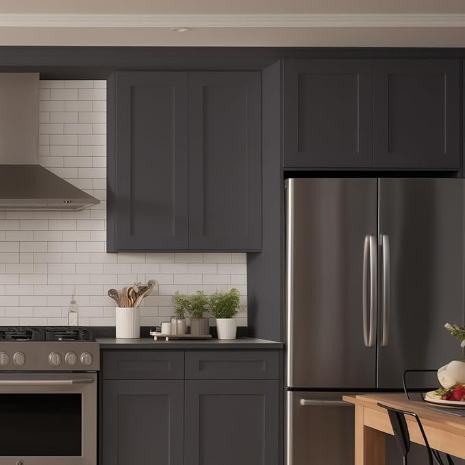 Wall-Mounted Cabinet – Solid Wood Shaker Style Medicine Cabinet with Adjustable Shelves & Soft-Close Doors for Bathroom, Kitchen, and Office Storage (Pebble Gray, 42" W x 12" D x 36" H)