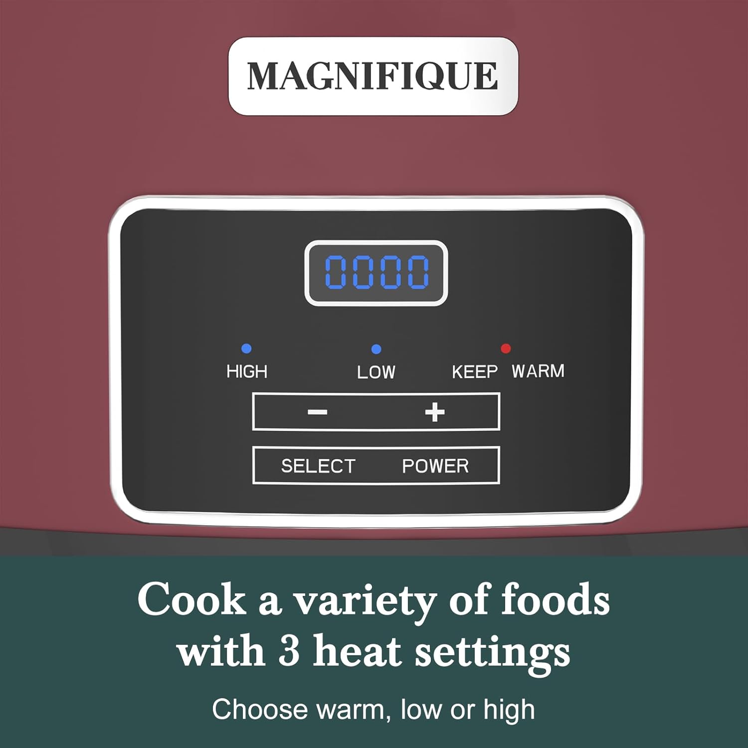 7-Quart Programmable Slow Cooker with Timer Keep Warm - Small Kitchen Appliance for Family Dinners - Serves 6+ People (Red Shell + White Ceramic Liner) - Culinary Roots