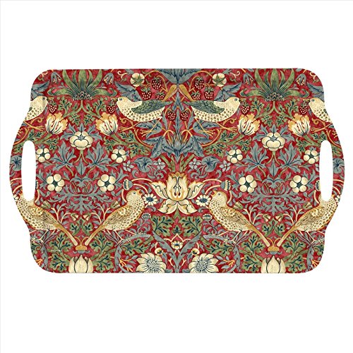 Morris & Co Strawberry Thief Red Large Handled Tray