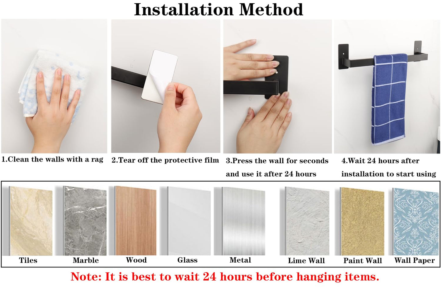 Bathroom Towel Bar Self Adhesive
