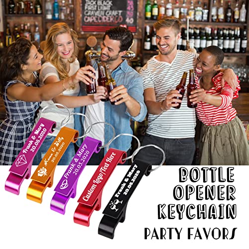 10PCS Personalized Bottle Opener Keychain Bulk Custom Beer Bottle Opener with Logo Text Engraved Wedding Bottle Opener Favors Customized Gifts for Guests Baby Shower Birthday Party (10 Count)