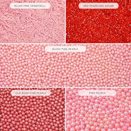 Sprinkles for Cakes & Cupcakes Decoration Assorted pack of 5 Pink Pop Sprinkles Mix Blush Pink (5 Ounce)