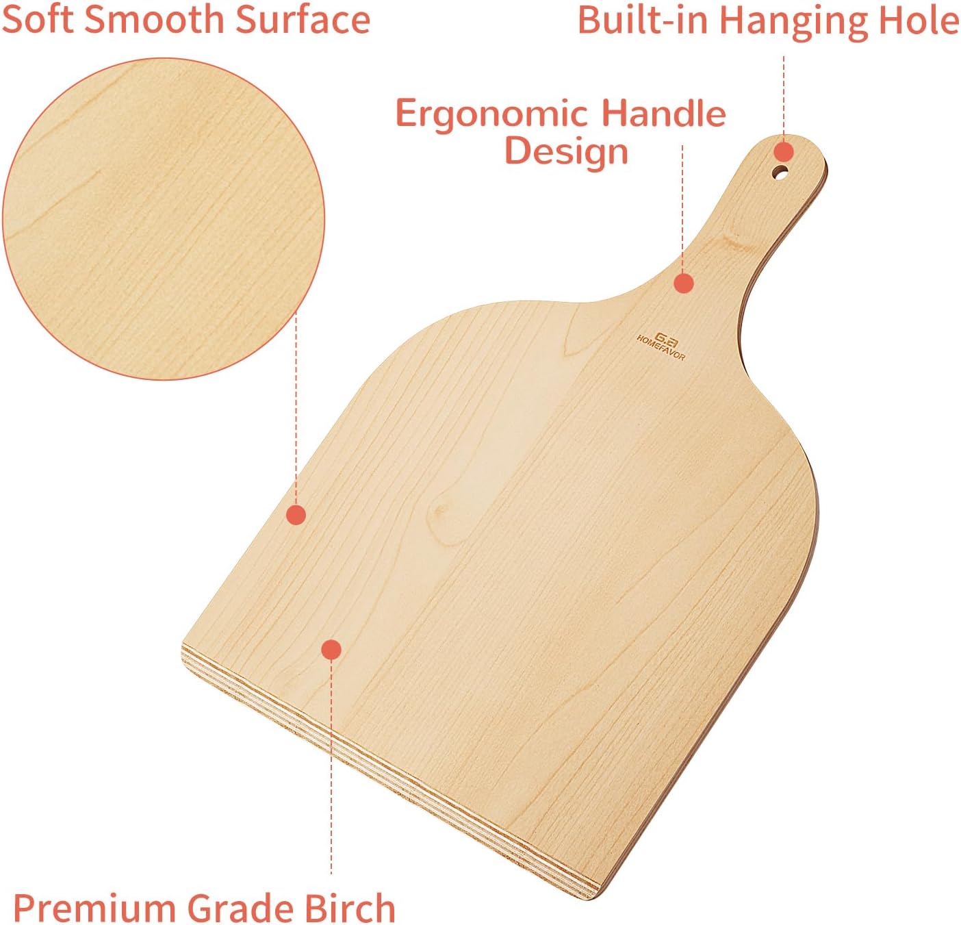 G.a HOMEFAVOR 2 Pack Wooden Pizza Peel - Pizza Paddle Spatula 12 inch with Wood Handle, Oven Accessory for Pizza Making, Large Cutting Board for Transferring Pizza - Culinary Roots