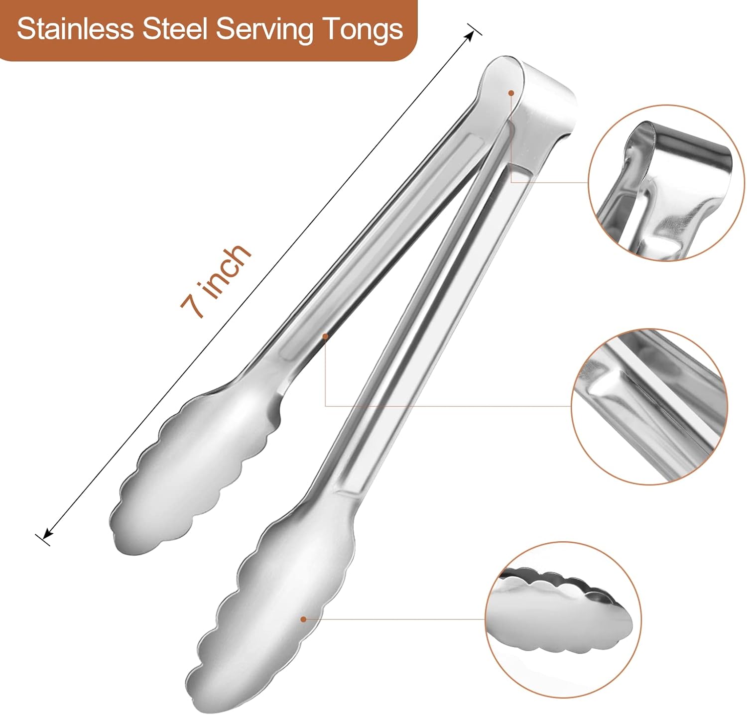 6 Pack Serving Tongs Kitchen Tongs, Buffet Tongs, Stainless Steel Food Tong Serving Tong, small tongs - Culinary Roots
