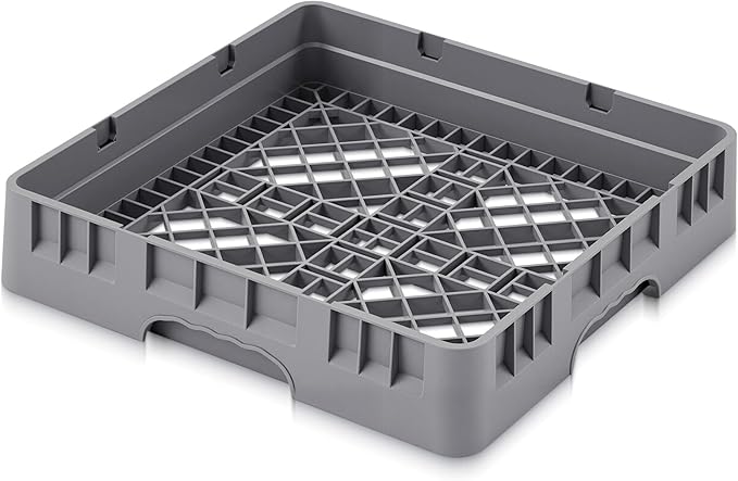 1 Pack Commercial Dishwasher Tray Rack Polypropylene Full Size Flatware Rack for Bowls Plates Knives Forks Cups (Basic,Gray)