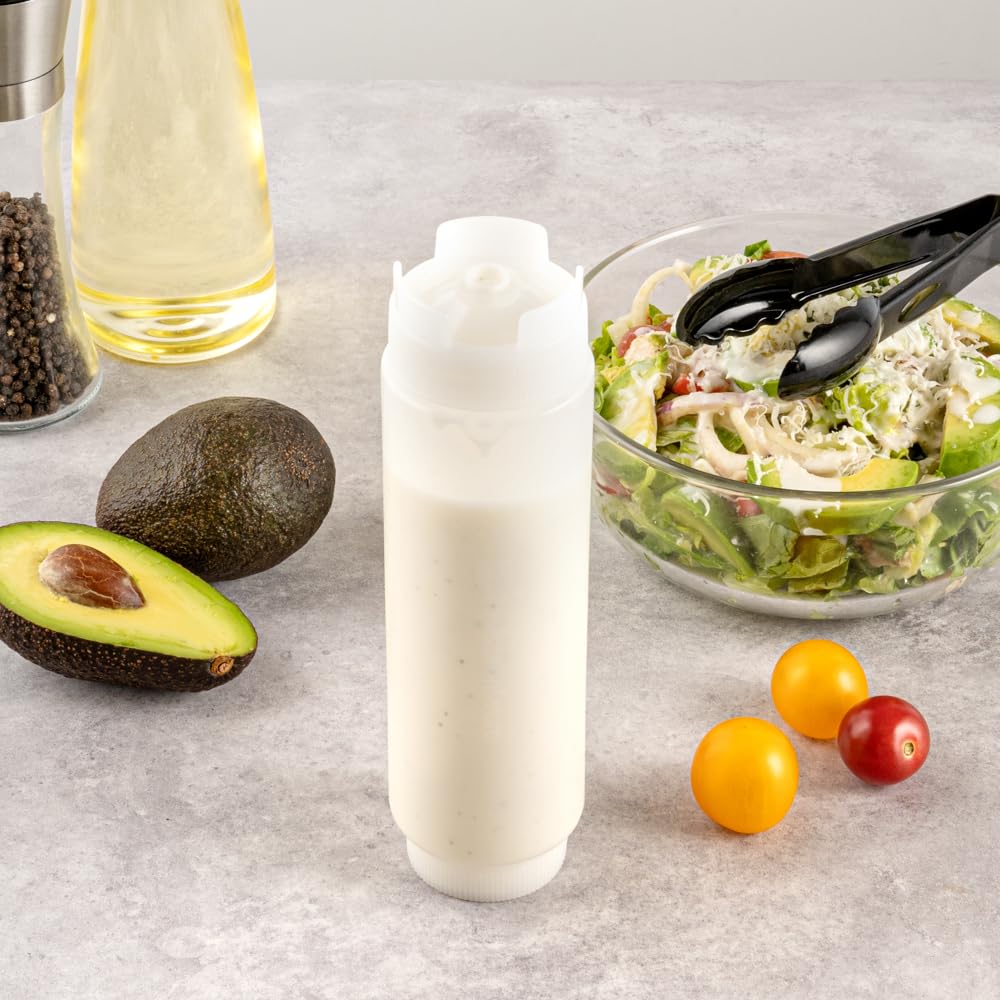 First In First Out 16 Ounce Condiment Squeeze Bottle 6 Refillable Lid FIFO Squeeze Bottle (6 Count)
