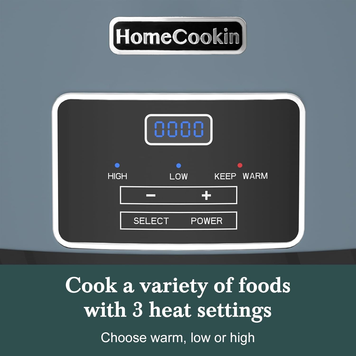 HOMECOOKIN 6-Quart Programmable Slow Cooker with Timer - Small Kitchen Appliance for Family Dinners - Serves 6+ People - Heat Settings: Keep Warm(Blue) - Culinary Roots