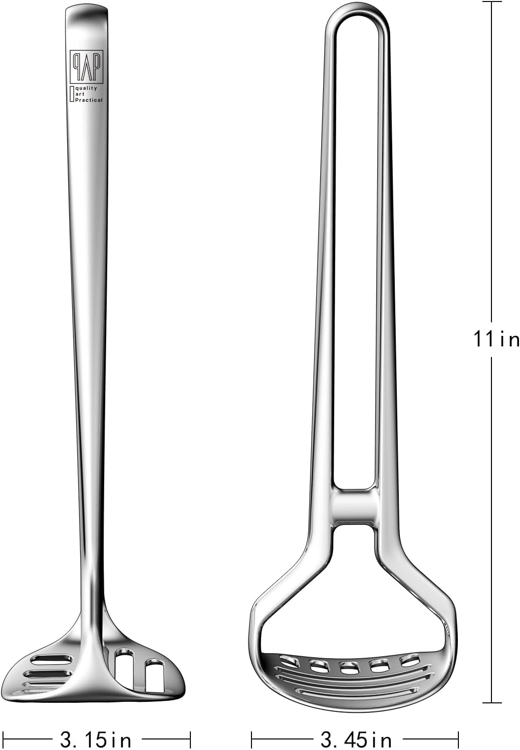 Heavy Duty Stainless Steel Potato Masher – Durable & Rustproof – Unique One-Piece Design for Quicker Mashing root vegetables, avocados, apples, beans, and nuts – 11-inch Long, Dishwasher Safe - Culinary Roots