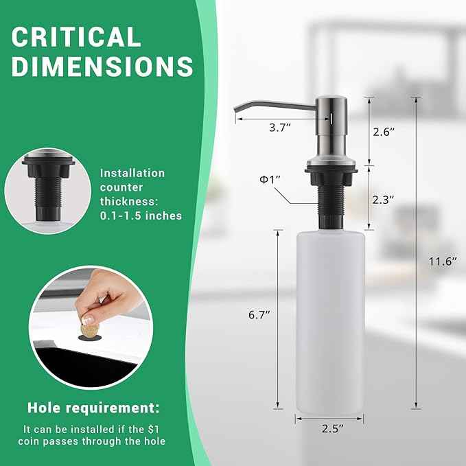 Fapully Commercial Kitchen Faucets with Pull Down Sprayer Brushed Nickel LED Single Handle Faucet for Kitchen Sink, Kitchen Faucet with Soap Dispenser and Deck Plack for 4 Hole