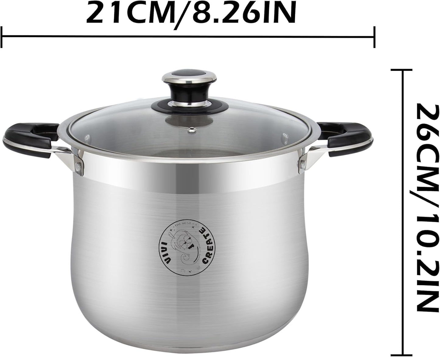 VivicreateStainless Steel Stock Pot with Lid for Induction Cooking Boiling Pasta Stew Soup Large Capacity Cookware with Handles for Kitchen Spaghetti Olla Olla de Acero Inoxidable (11.5 QT) - Culinary Roots