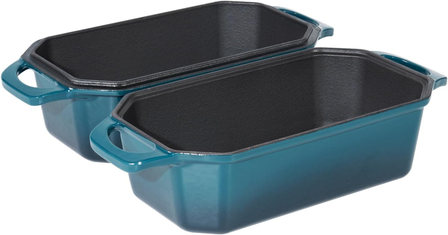 Bread Pan Cast Iron Loaf Pan with Lid Bread Loaf Pan 9x5 Inch Loaf Pan Enameled Cast Iron Sourdough Loaf Pan, DarkCyan - Culinary Roots