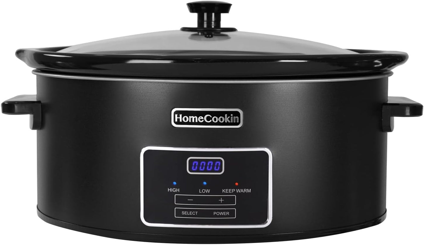 HOMECOOKIN 8 Quart Programmable Slow Cooker, Kitchen Appliances, Perfect Kitchen Small Appliance for Family Dinners, Black Stainless Steel - Culinary Roots