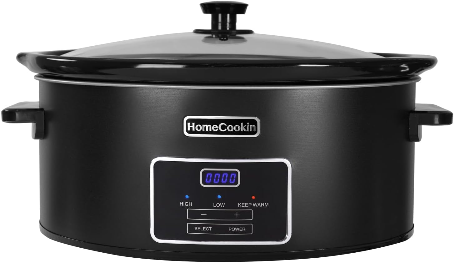 HOMECOOKIN 8 Quart Programmable Slow Cooker, Kitchen Appliances, Perfect Kitchen Small Appliance for Family Dinners, Black Stainless Steel - Culinary Roots