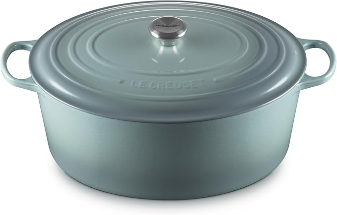 Le Creuset Enameled Cast Iron Signature Oval Dutch Oven, 15.5qt., Sea Salt