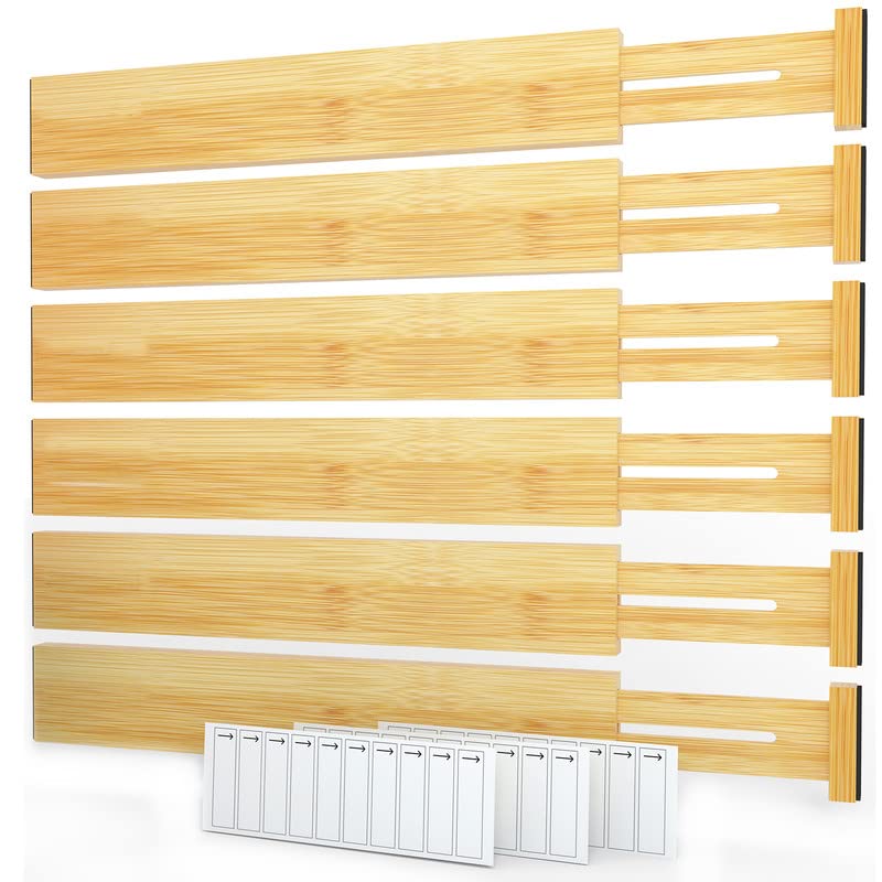 Bamboo Drawer Dividers with Labels