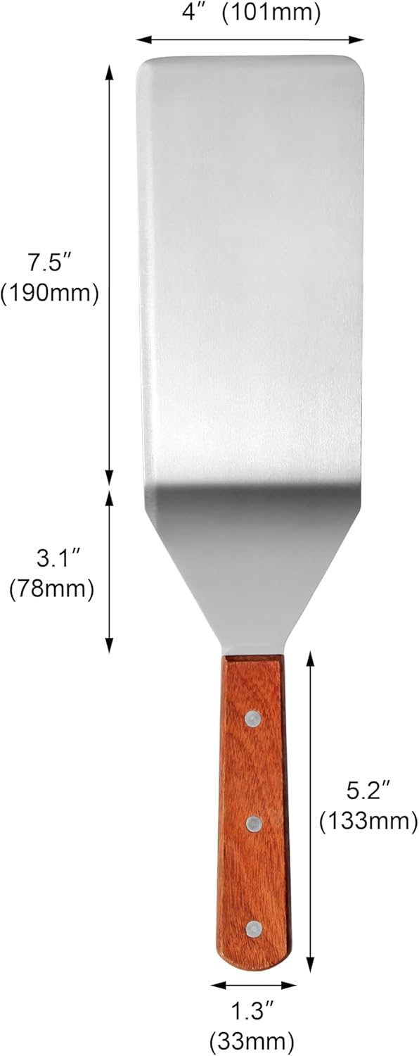 New Star Foodservice 36350 Wood Handle Extra Large Grill Turner/Spatula with Cutting Edge and 4-Inch Wide Blade, 16-Inch - Culinary Roots