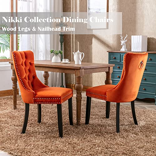 Orange Velvet Dining Chairs Set of 2 (2 Count)
