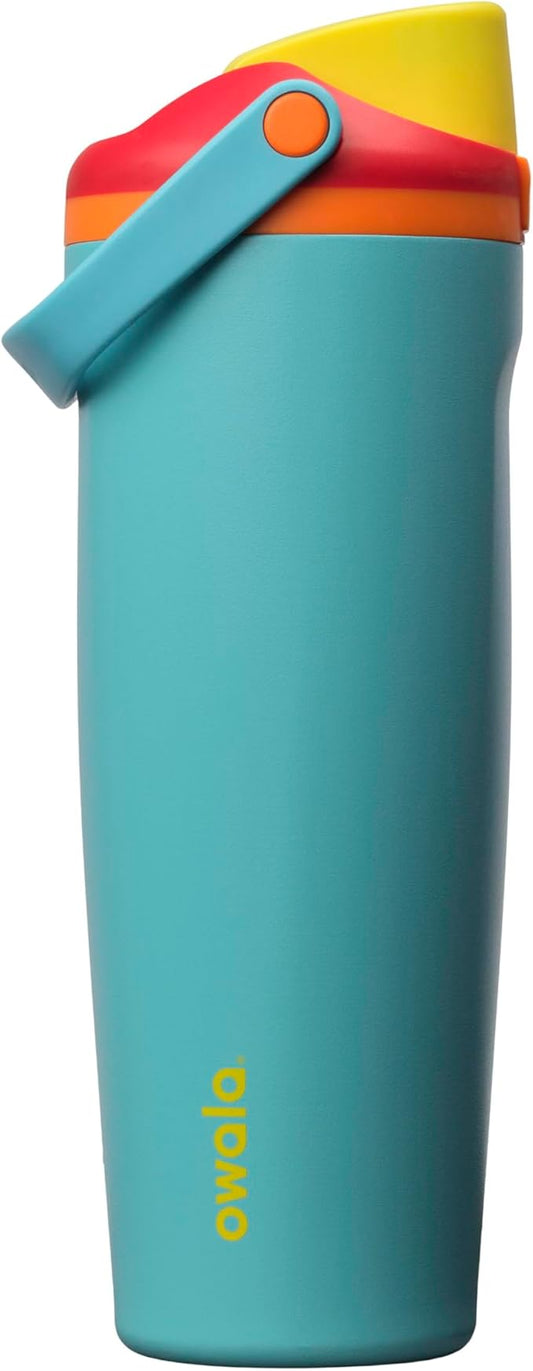 Owala FreeSip Sway Insulated Stainless Steel Water Bottle with Two-Way Spout, Built-In Straw and Bucket Handle, Made for Travel, School, and Sports, 30oz, BPA Free, Leak Proof, Summer Sweetness