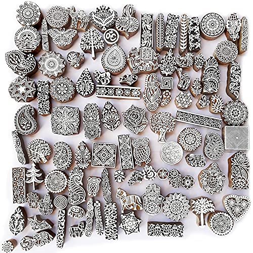 Assorted Wooden Block Printing Stamps (25 Count)