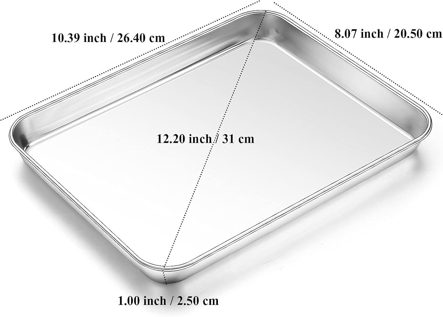 Baking Sheet, Yododo Stainless Steel Baking Pans Tray Cookie Sheet Toaster Oven Tray Pan Cookie Pan, Non Toxic & Healthy, Superior Mirror Finish & Rust Free, Easy Clean & Dishwasher Safe - 10.4 inch - Culinary Roots