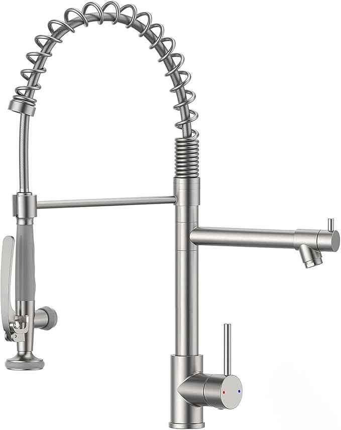 Fapully Commercial Pull Down Kitchen Sink Faucet with Sprayer Brushed Nickel