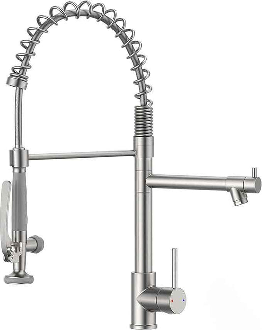 Fapully Commercial Pull Down Kitchen Sink Faucet with Sprayer Brushed Nickel