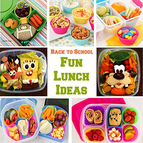 Silicone Baking Cups Muffin Cupcakes Liners Molds Sets in Storage Container Silicone Lunch Box Dividers Bento Box Accessories (28 Count)