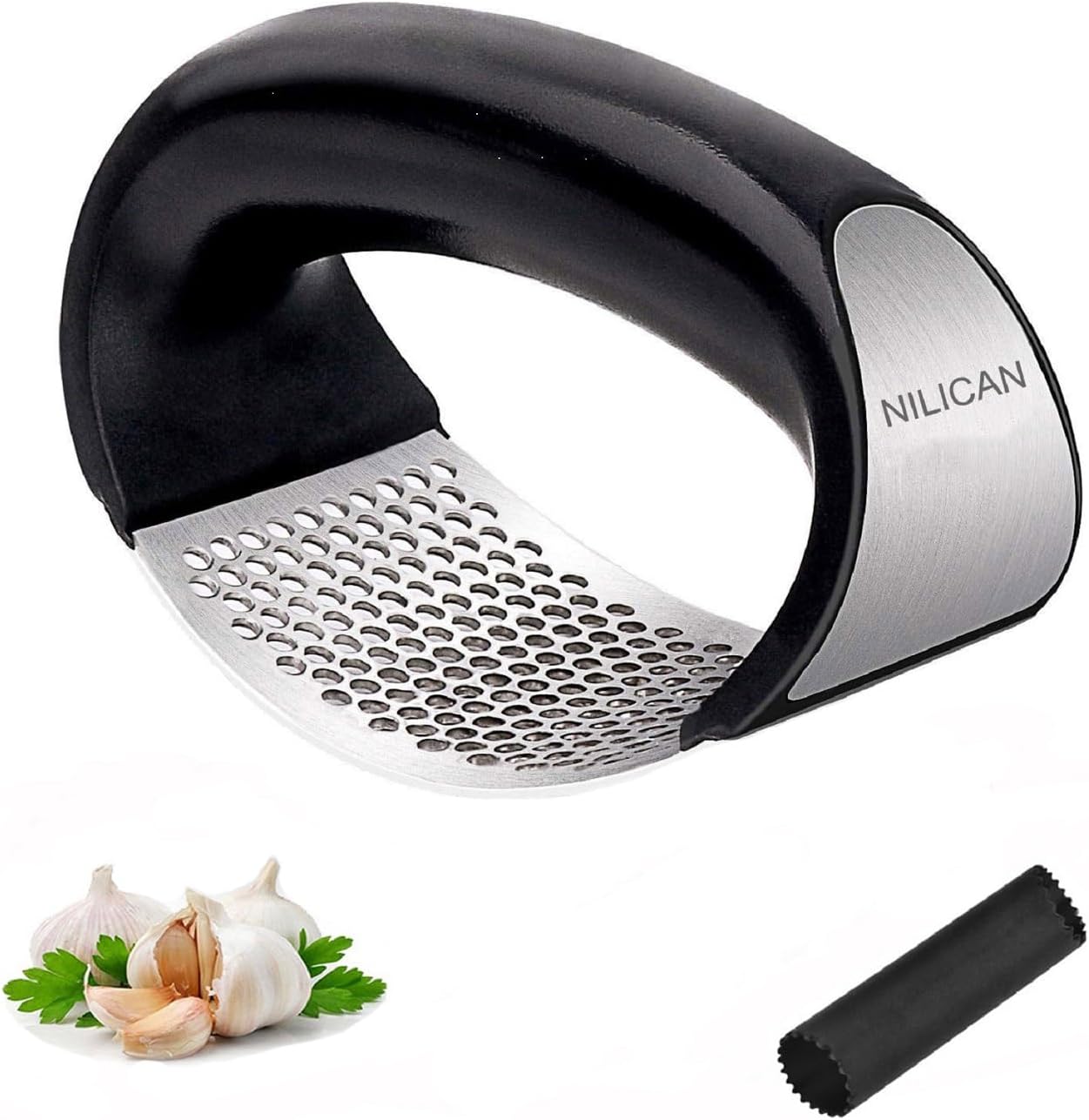Garlic press kitchen tool garlic peeler stainless steel professional ginger crusher ergonomic labor-saving crusher (S) - Culinary Roots