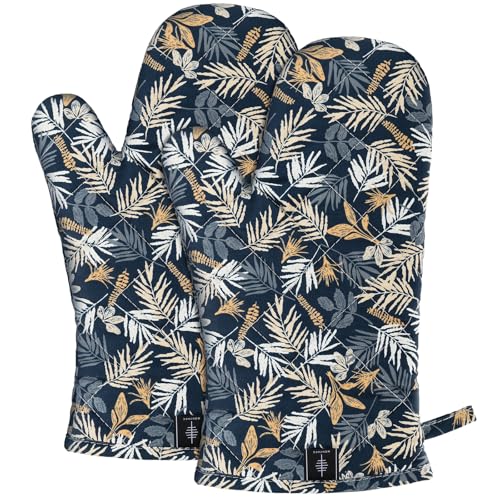 Oven Mitt Extra Long Cotton Cooking Kitchen Mitts with Non (2 Count)