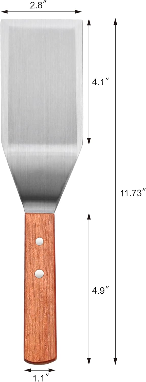 New Star Foodservice 36299 Wood Handle Heavy Duty Hamburger Turner/Spatula with Cutting Edge, 11.5" - Culinary Roots