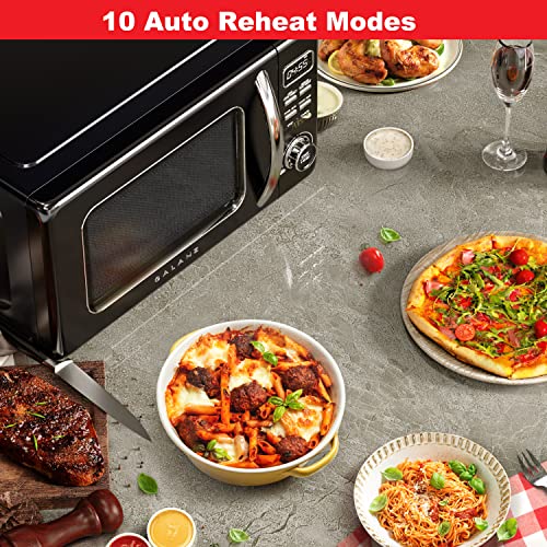 GLCMKZ11BKR10 Retro Countertop Microwave Oven with Auto Cook & Reheat