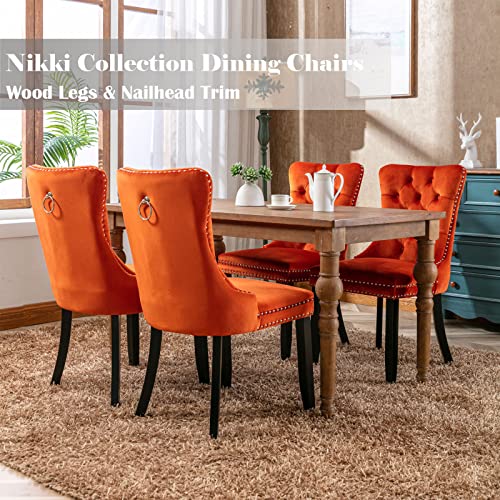 Orange Velvet Dining Chairs Set of 4 (4 Count)