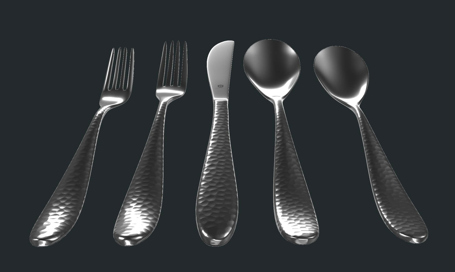 Hammered Silverware Set